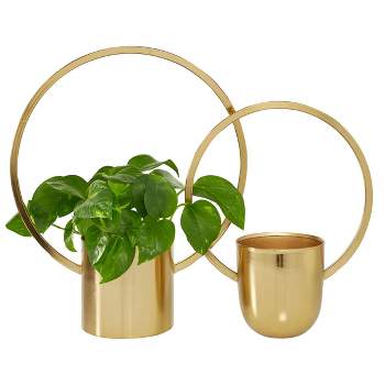 Set of 2 Metal Ring Wall Planter Gold - CosmoLiving by Cosmopolitan