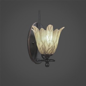 Toltec Lighting Capri 1 - Light Sconce in  Dark Granite with 7" Vanilla Leaf Shade - 1 of 1