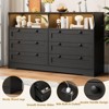 Modern 6 Drawer Dresser with Power Outlet & LED Lights, Large Wooden Dresser for Bedroom, TV Stand Storage Chest, Double Row Drawers with Handles - 3 of 4