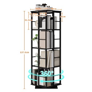 Rotating Bookcase 4-Tier Corner Shelf 54" Tall 360° Spinning Organizer with Metal Frame, Narrow Space-Saving Bookshelves for Living Room, Bedroom - 1 of 4