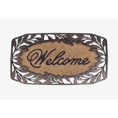 A1HC Rubber and Coir Heavy Duty Doormat for Outdoor Entrance 23" X 38", Leaf Border