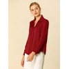 INSPIRE CHIC Women's Elegant V Neck Long Sleeve Office Work Satin Shirt - 4 of 4