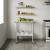 Flash Furniture Reese 30" x 36" Prep and Work Table with Stainless Steel Top Shelf, 4" Backsplash, Adjustable Galvanized Steel Undershelf, 4 Casters - 2 of 4