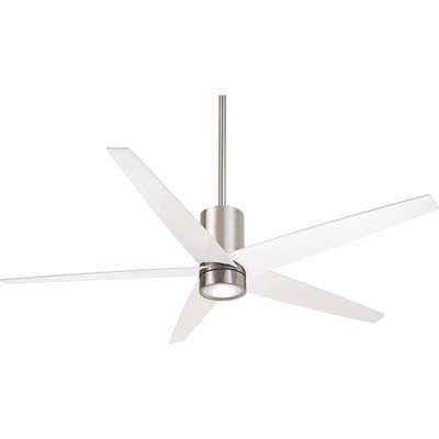 56" Minka Aire Modern Indoor Ceiling Fan with Dimmable LED Light Remote Control Brushed Nickel White for Living Room Kitchen Home