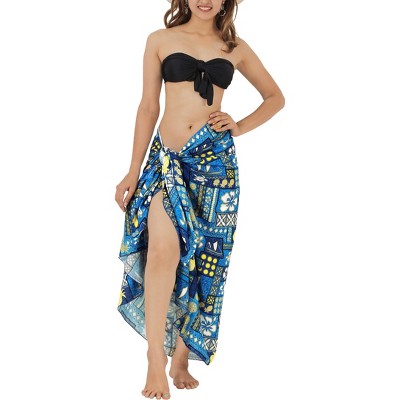HAPPY BAY Women's Beachwear Pareos Vacation Summer Wraps Swimsuit Beach Swim Cover Ups Skirt Bikinis Sarongs Coverups One Size Blue,Floral
