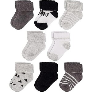 Rising Star Infant Socks for Baby Boys & Girls, Thick Cotton Terry Cuff Winter Warm Socks for Ages 0-12 months (Gray) - 1 of 3