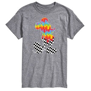 Men's - Disney - Mickey Checkered and Rainbow Silhouette Short Sleeve Graphic T-Shirt - 1 of 4