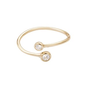 Adornia 14k Gold Vermeil .925 Sterling Silver Adjustable Crystal Overlapping Ring Small - 1 of 4