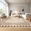 Washable Geometric Bordered Living Room Rugs, Contemporary Non Slip Low Pile Bedroom Carpet, Stain Resistant Dining Room Rugs - 3 of 4