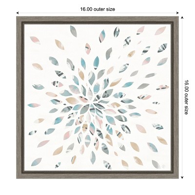 16" x 16" Pastel Floral Canvas Print with Gray Frame