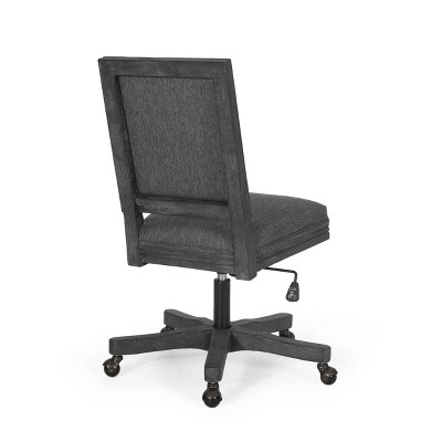 Charcoal Grey and Weathered Wood Rustic Swivel Office Chair