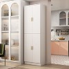 FUFU&GAGA Pure White Storage Cabinet Single Row 4 Doors 6 Shelf Space Shelves Adjustable - 3 of 4