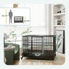 Gulches 48" Heavy Duty Dog Crate Metal Cage Kennel with Lockable Wheels, Double Door and Removable Tray, Gray - 3 of 4