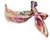 Wrapables 100% Charmeuse Silk Square Scarf Neckerchief, Pink Peonies - 2 of 4
