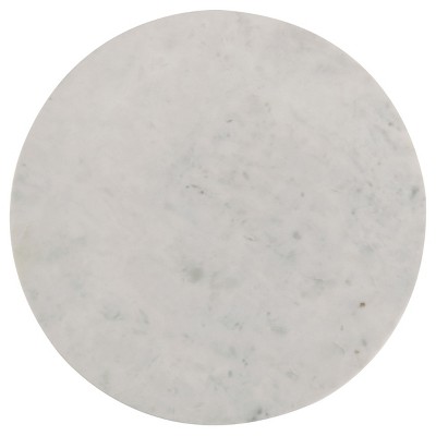 Astoria White Marble and Wood Round End Table