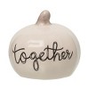 Transpac Harvest Gather Sentiment Pumpkin Dolomite Salt and Pepper Shakers Collectables White 2.5 in. Set of 2 - 3 of 4