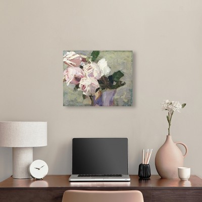 Vintage Roses Oil Painting on Gallery Wrapped Canvas, 20" x 16"