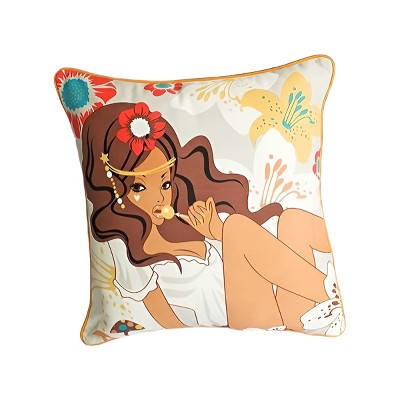 Slickblue Candy Girl Decorative Pillow Cushion - 19.7 x 19.7 Inch, Modern Design, 100% Cotton Twill, Machine Washable