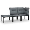 vidaXL 3 Piece Patio Lounge Set Black and Gray Poly Rattan - 2 of 4