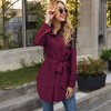 Anna-Kaci Women's Long Sleeve Button-Up Tunic Shirt with Lace Panels and Waist Tie - Small, Burgundy - 2 of 4