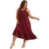 Agnes Orinda Women's Plus Size Pleated Ruffle Side Pockets Sleeveless Wide Strap Comfy Nightgowns - 3 of 4