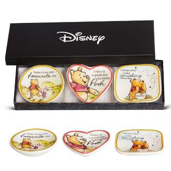 Disney Winnie The Pooh Mini Ceramic Trinket Tray Jewelry Ring Holder Gift Dish Set - 3 Piece Set