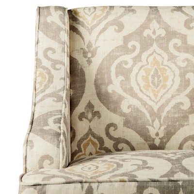 Natural Raffia Stripe Wood Classic Swoop Accent Armchair