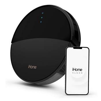 iHome iHRV1-BLK AutoVac Eclipse Robot and Self Charging Vacuum Cleaner and Mop, Features Floor Detection and HomeMap Navigation, Works with App, Black
