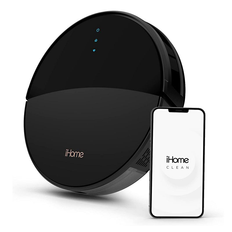 iHome iHRV1-BLK AutoVac Eclipse Robot and Self Charging Vacuum Cleaner and Mop, Features Floor Detection and HomeMap Navigation, Works with App, Black, 1 of 7