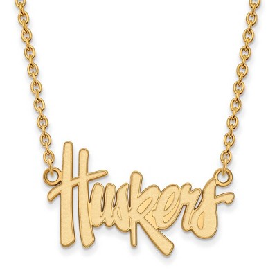 Black Bow Jewelry 10k Yellow Gold Nebraska Cornhuskers NCAA Necklace 18 Inch