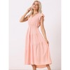 Allegra K Women's Summer Boho V Neck Short Sleeve Ruffle Elastic Waist Tiered Beach Maxi Sundresses - 3 of 4