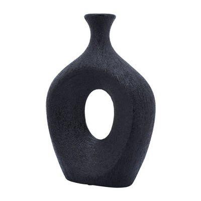 Sagebrook Home Ceramic Oval Vase - Contemporary Glam Abstract Cut-Out Vase Beaded