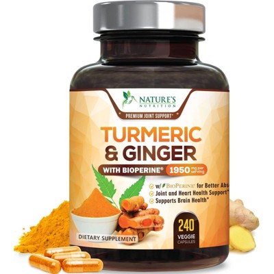 Turmeric Curcumin w/ Ginger & BioPerine Black Pepper - 1,950mg 95% Standardized - 240 Capsules By Nature's Nutrition