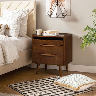 Janet 3 - Drawer Nightstand with a Charging Station | KARAT HOME