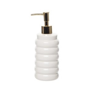 Totalee Gift Ribbed Cer Soap Dispenser Ceramic White 13 oz - 1 of 2