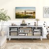 Tangkula Farmhouse TV Stand for TVs Up to 65 Inches w/ 2 Barn Door Cabinets & 4 Shelves - 3 of 4