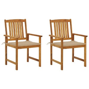 vidaXL Patio Chairs with Cushions 2 pcs Solid Acacia Wood - 1 of 4