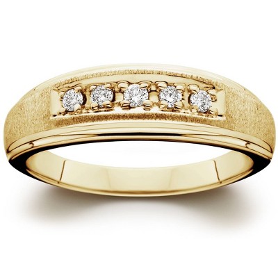 Pompeii3 Mens 1/6ct 14k Yellow Gold Diamond Wedding Ring Band - Size 9. ...