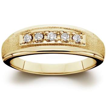 Pompeii3 Mens 1/6ct 14K Yellow Gold Diamond Wedding Ring Band