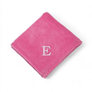 Personalization Mall All About Me Embroidered Initial Fleece Blanket, Pink, 50" x 60" - 1 of 1