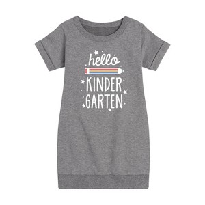 - Instant Message - Hello Kindergarten Graphic Short Sleeve Fleece Dress - 1 of 4