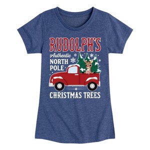 Girls' - Rudolph - Rudolphs Christmas Trees Fitted Short Sleeve Graphic T-Shirt - 1 of 4
