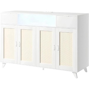 2-Drawer 2-Door Sideboard Cabinet with LED Lights, Storage Console Table with Adjustable Shelves - 1 of 4