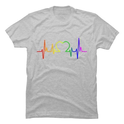 Adult Design By Humans Pride Heartbeat Rainbow By LuckyCharm99 T-Shirt