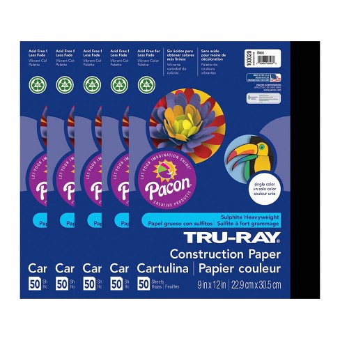 Tru-Ray Construction Paper, 76lb, 12 x 18, Black, 50-Pack