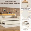 Twin Size Upholstered Daybed with Trundle, PU Leather Sofa Bed with Storage Headboard, LED Lights & Charging Station for Bedroom or Guest Room - 4 of 4