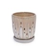 Syemin Planters Set of 2 Striped Ceramic Flowerpot, Indoor and Outdoor Modern Planter for Patio, Garden, Windowsill, White, 7.48"*7.4"*8.07" - 4 of 4