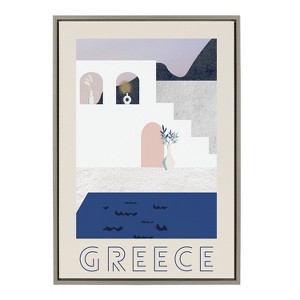 Kate and Laurel Sylvie Travel Poster Greece Framed Canvas by Chay O., 23x33, Gray - 1 of 4