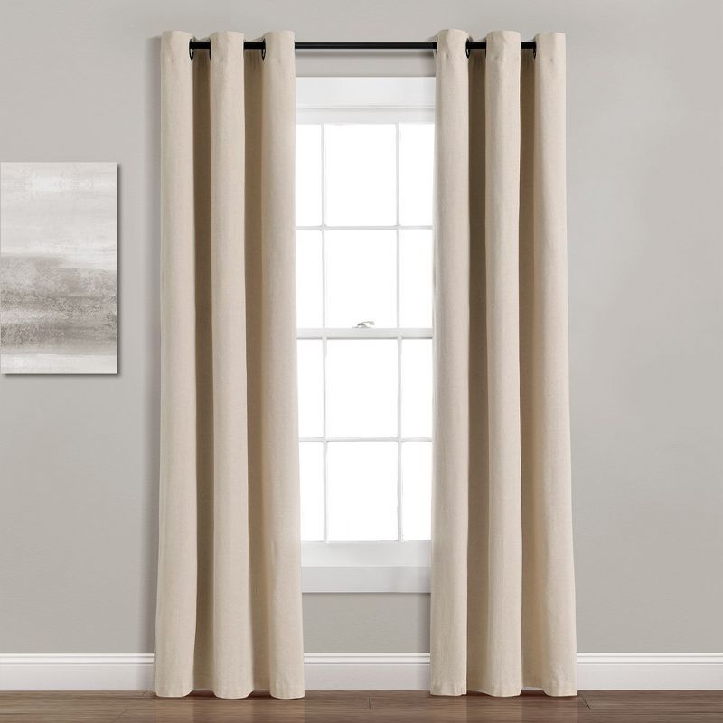 Home Boutique Insulated Grommet Blackout Linen Window Curtain Panel Dark Linen Single 38X84, 1 of 5