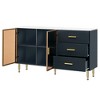 Dexmalle Modern Navy Blue Sideboard Buffet Cabinet with Tempered Glass Doors - 3 of 4